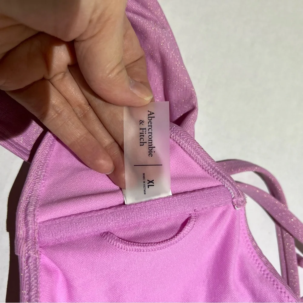 Abercrombie & Fitch Pink Shimmer Ring‎ Bandeau Bikini Top size XL